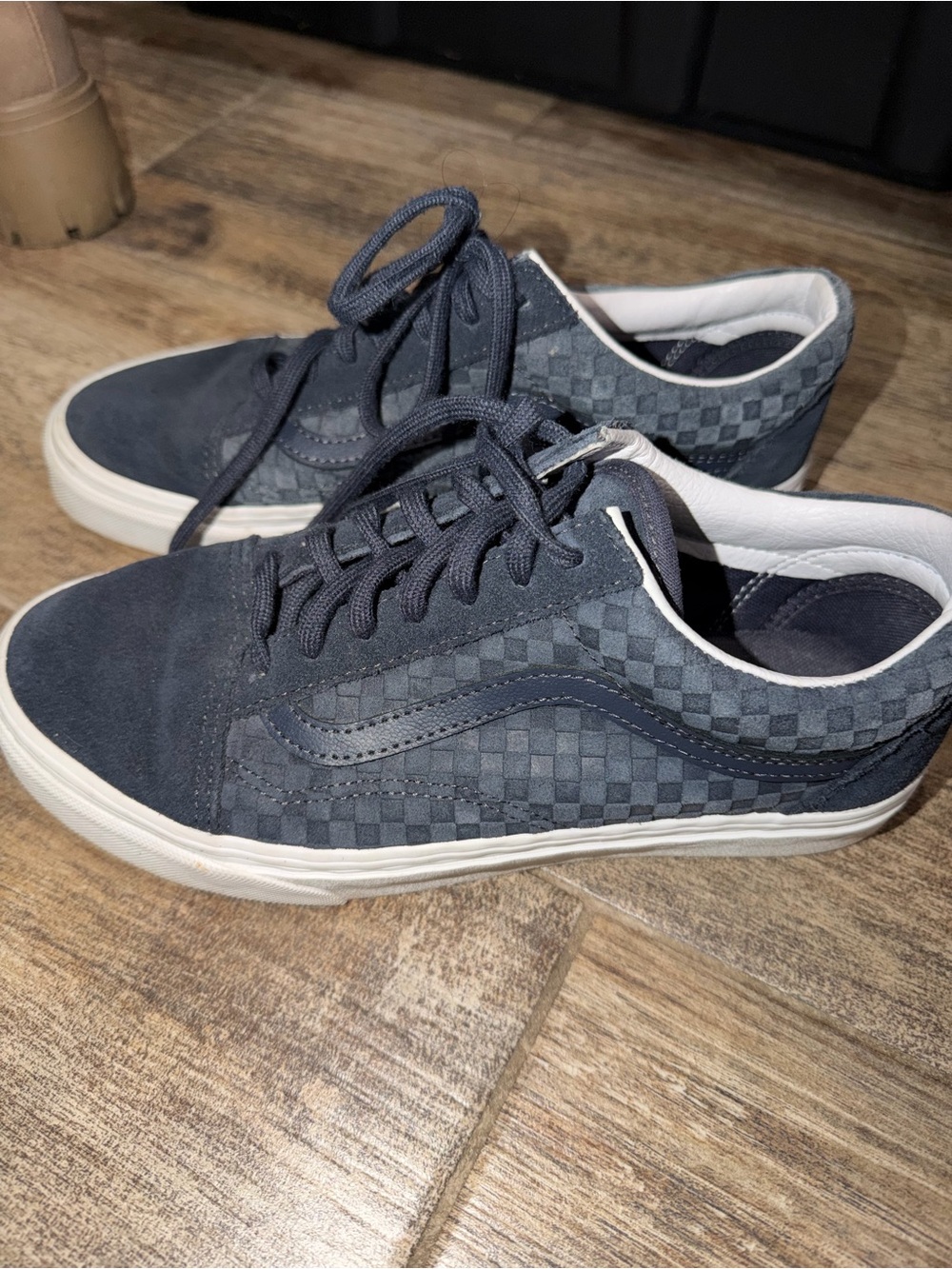 Women’s Navy Check Low-Top Skate Sneakers